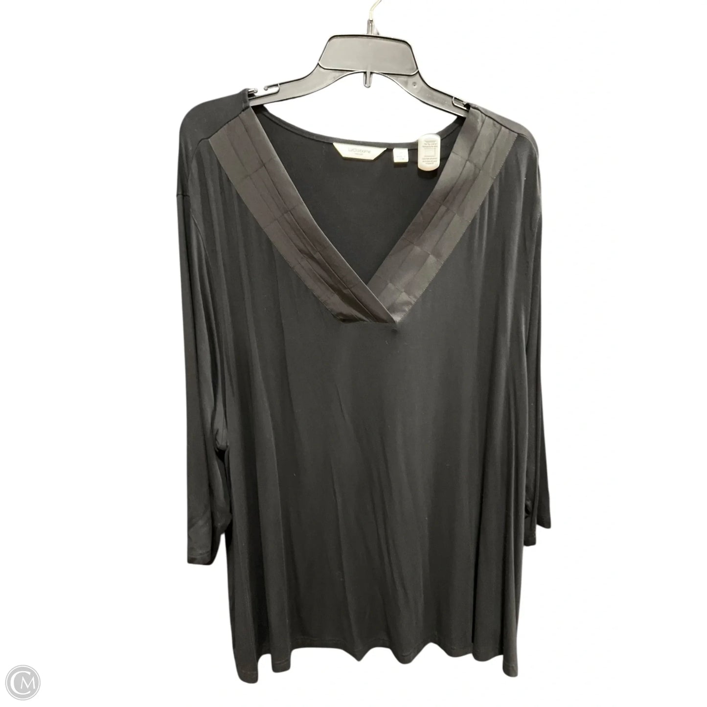 Top 3/4 Sleeve By Liz Claiborne In Black, Size: 3x