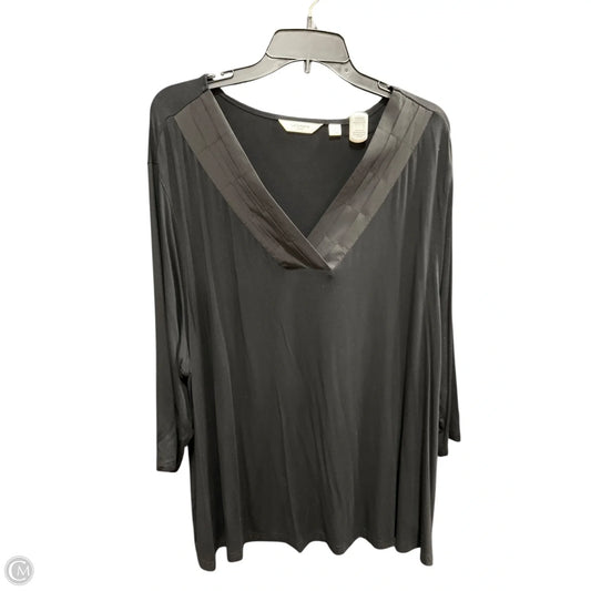 Top 3/4 Sleeve By Liz Claiborne In Black, Size: 3x