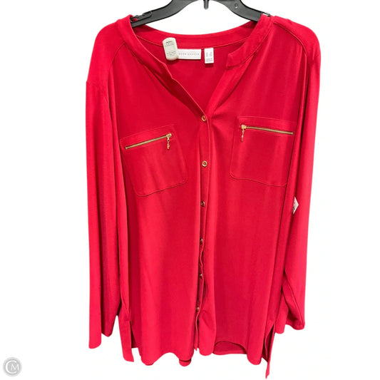 Top Long Sleeve By Susan Graver In Red, Size: 3x