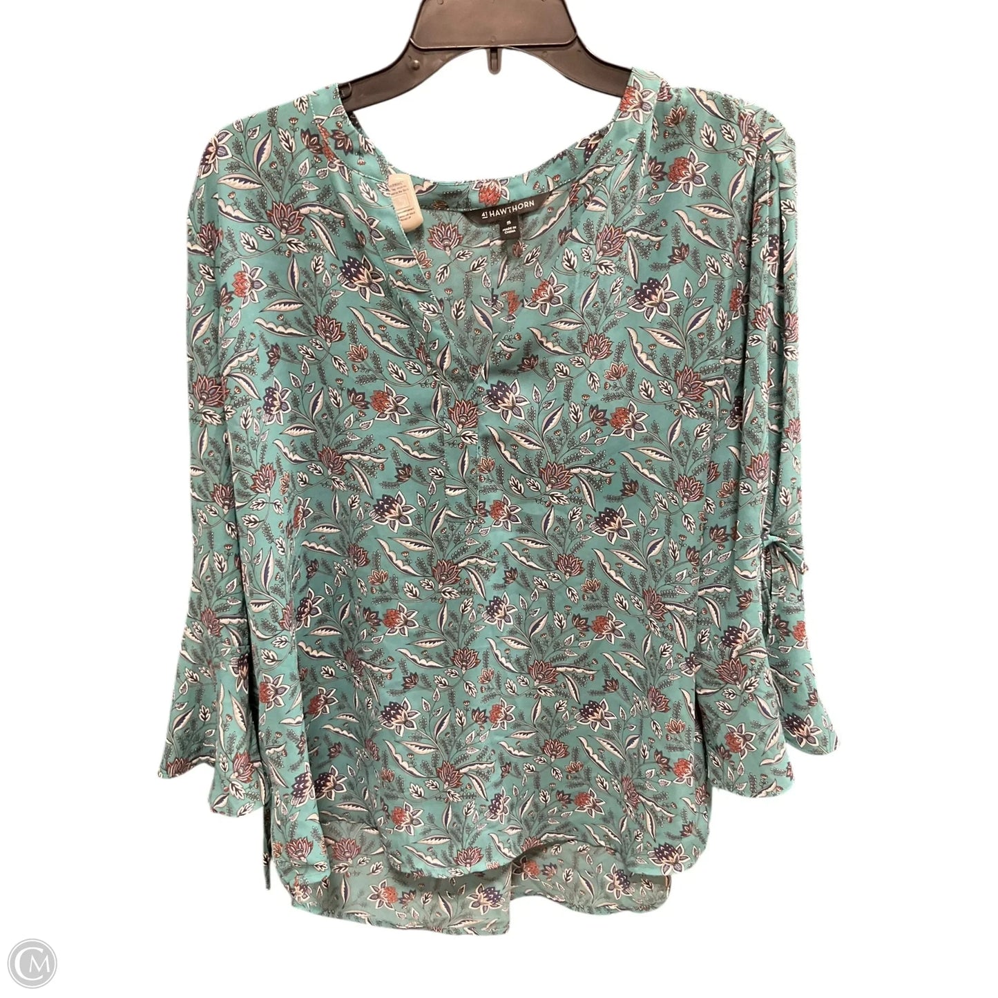 Top Long Sleeve By 41 Hawthorn In Floral Print, Size: Xl