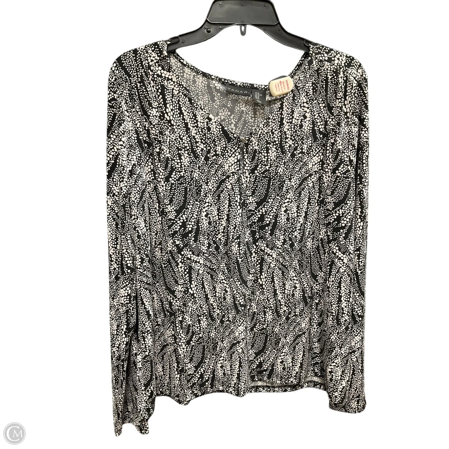 Top Long Sleeve By Tahari In Black & White, Size: Xl
