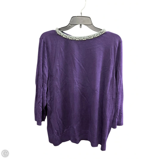Top Long Sleeve By Talbots In Purple, Size: 2x