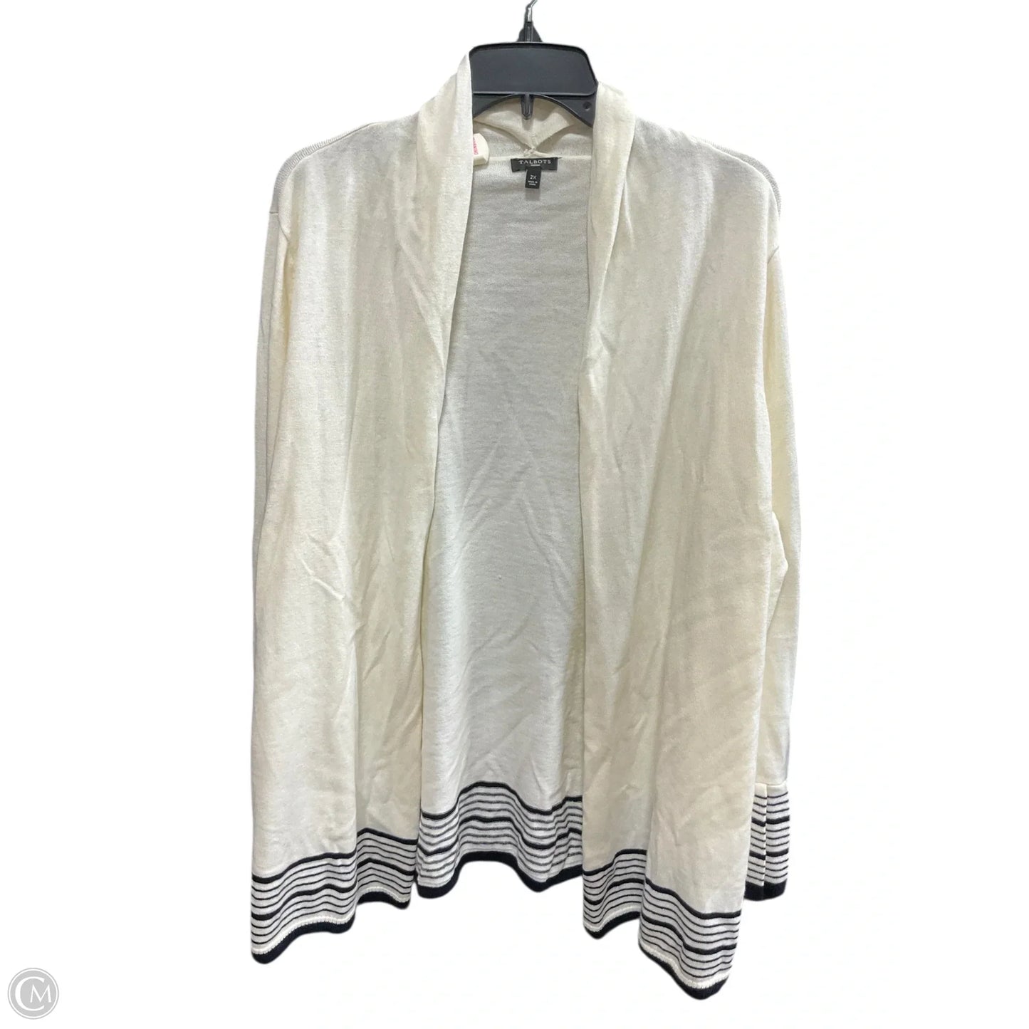 Cardigan By Talbots In Blue & Cream, Size: 2x