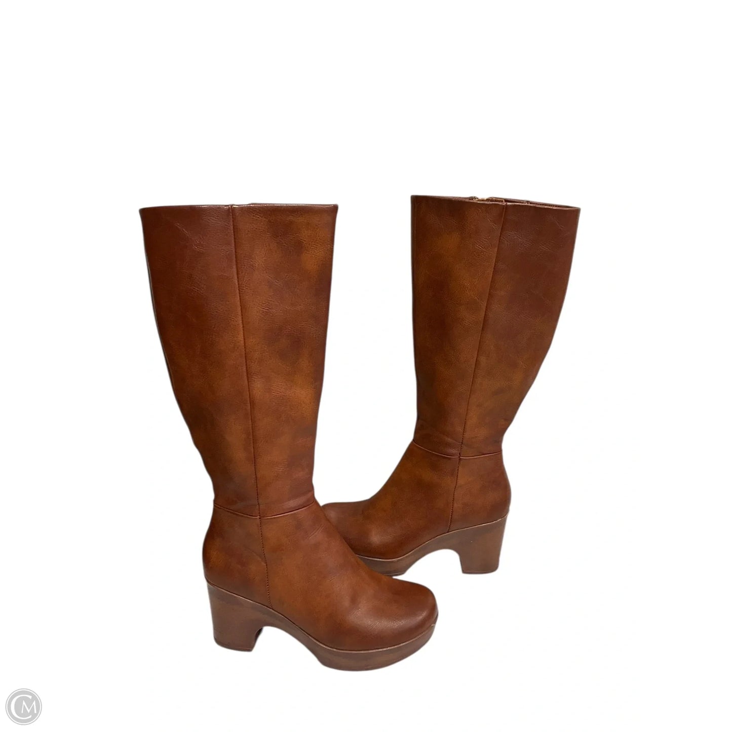 Boots Knee Heels By Boc In Brown, Size: 6.5