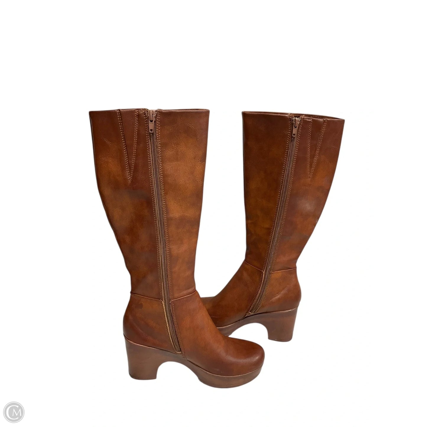 Boots Knee Heels By Boc In Brown, Size: 6.5