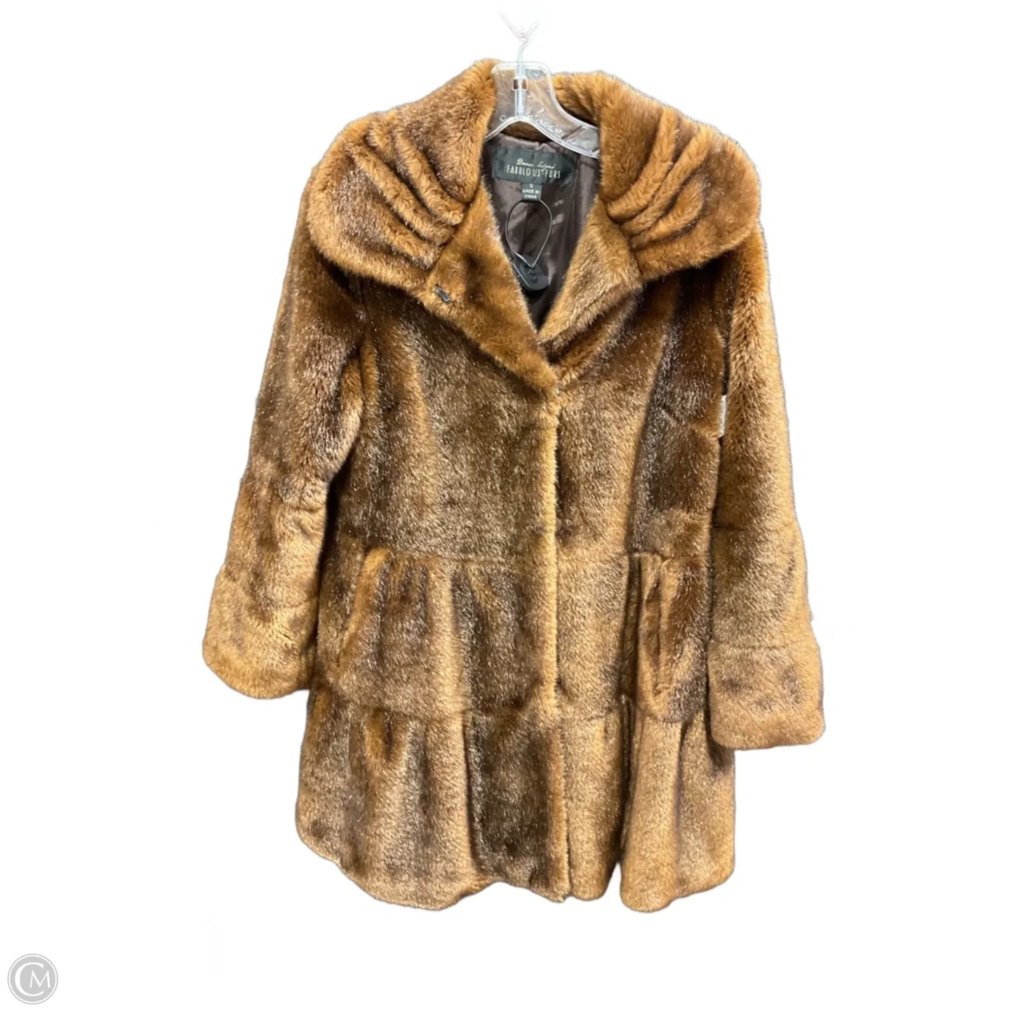 Coat Faux Fur & Sherpa By Cmf In Brown, Size: S
