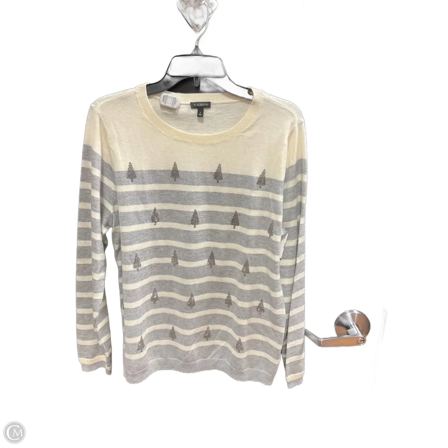 Top Long Sleeve By Talbots In Striped Pattern, Size: L