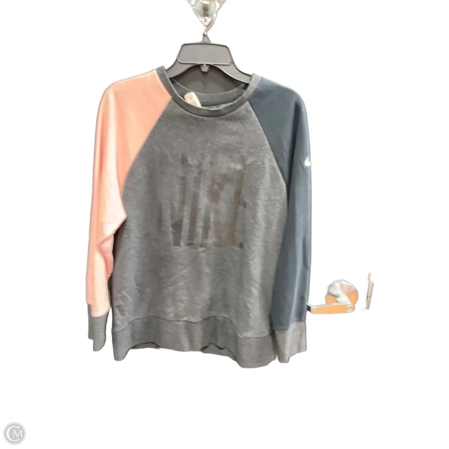 Athletic Top Long Sleeve Crewneck By Nike In Grey & Pink, Size: S