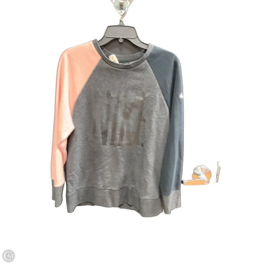 Athletic Top Long Sleeve Crewneck By Nike In Grey & Pink, Size: S