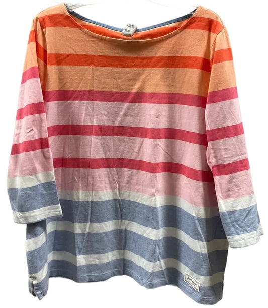Top 3/4 Sleeve Basic By Talbots In Striped Pattern, Size: 2x