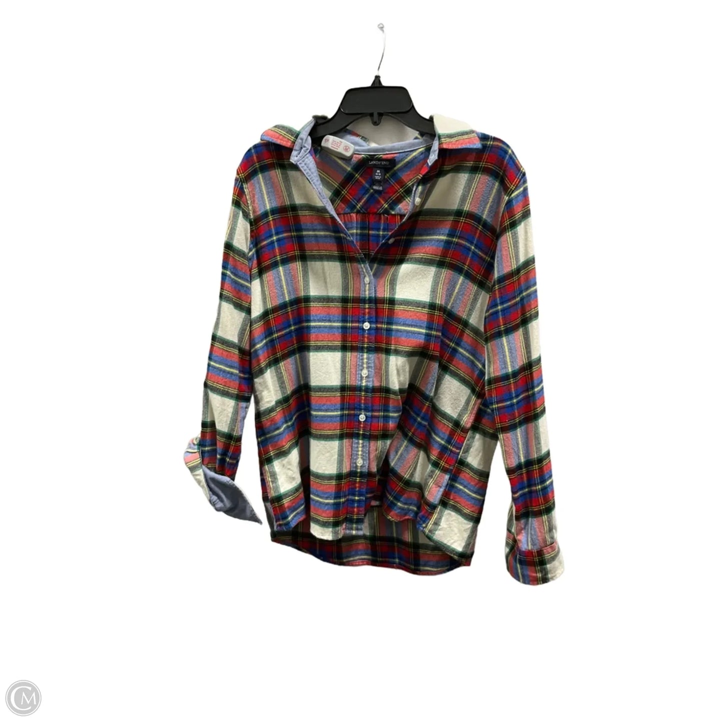 Top Long Sleeve By Lands End In Plaid Pattern, Size: M