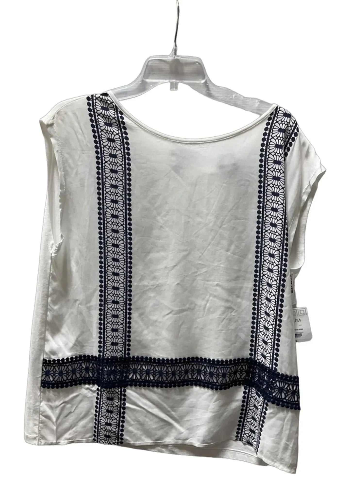 Top Sleeveless By Liz Claiborne In White & Yellow, Size: M