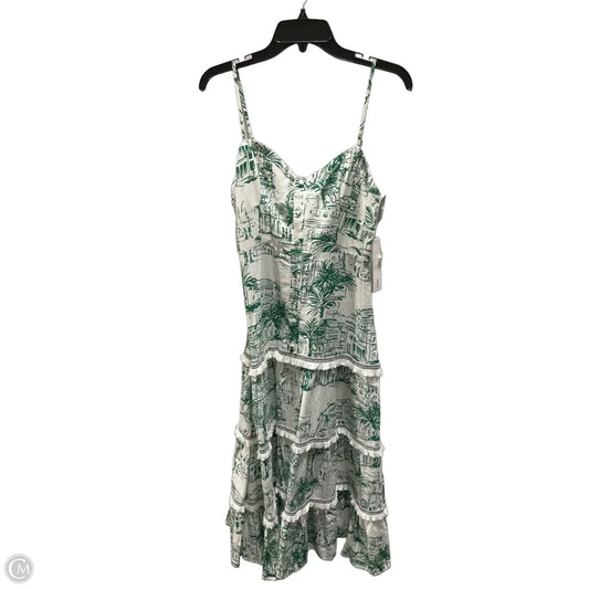 Dress Casual Midi By Aqua In Green & White, Size: S