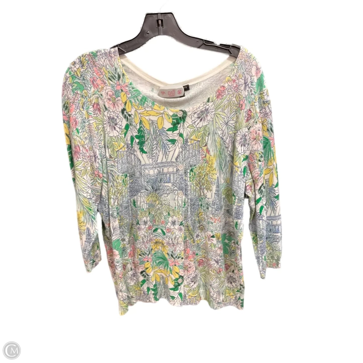 Cardigan By Talbots In Tropical Print, Size: 1x