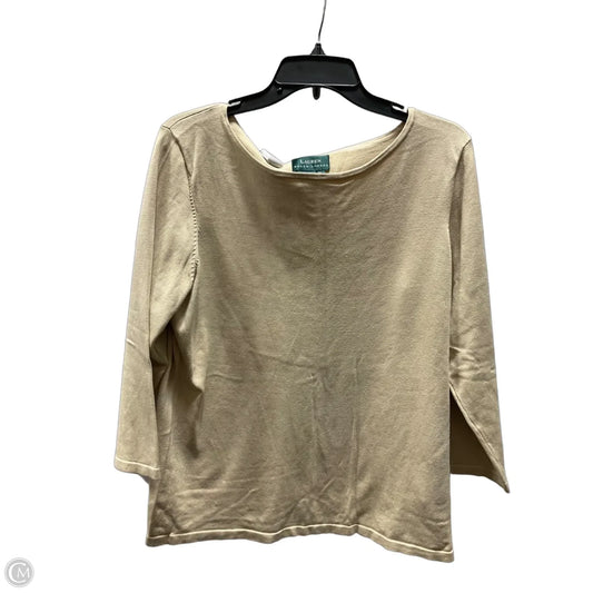 Top 3/4 Sleeve By Lauren By Ralph Lauren In Tan, Size: Xl