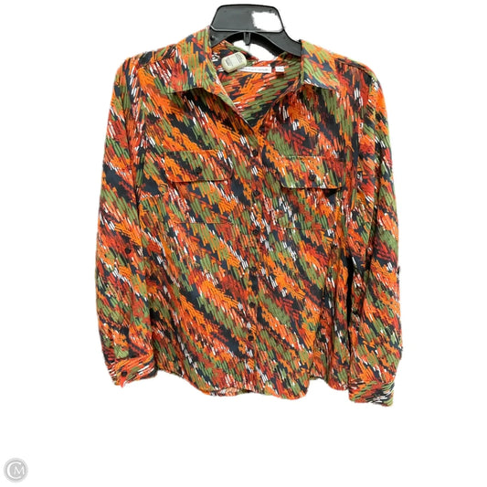 Blouse Long Sleeve By Notations In Orange & Red, Size: S