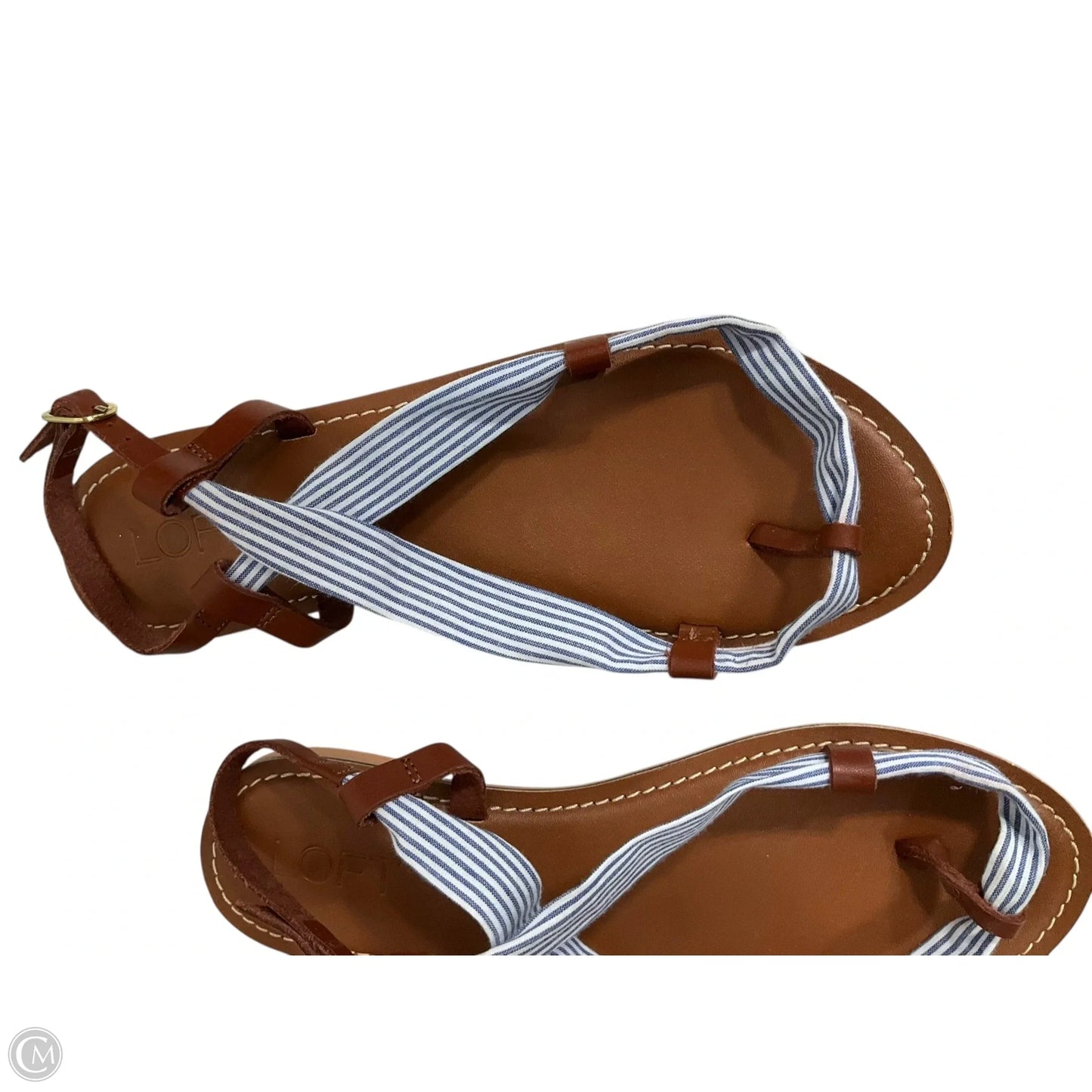 Sandals Flats By Loft In Blue & Brown, Size: 9