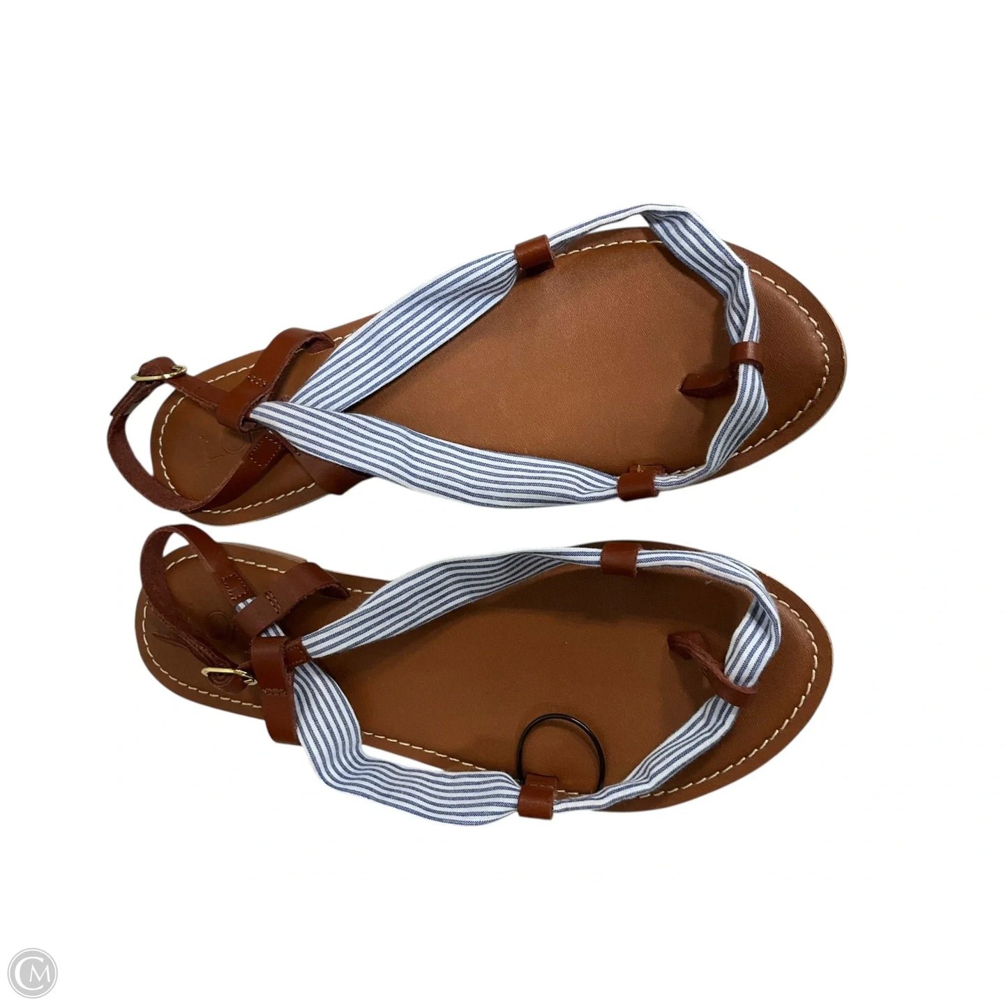 Sandals Flats By Loft In Blue & Brown, Size: 9