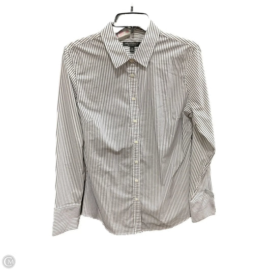 Blouse Long Sleeve By Banana Republic In Striped Pattern, Size: 10