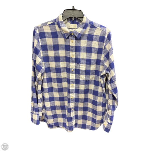 Blouse Long Sleeve By J. Crew In Plaid Pattern, Size: 8