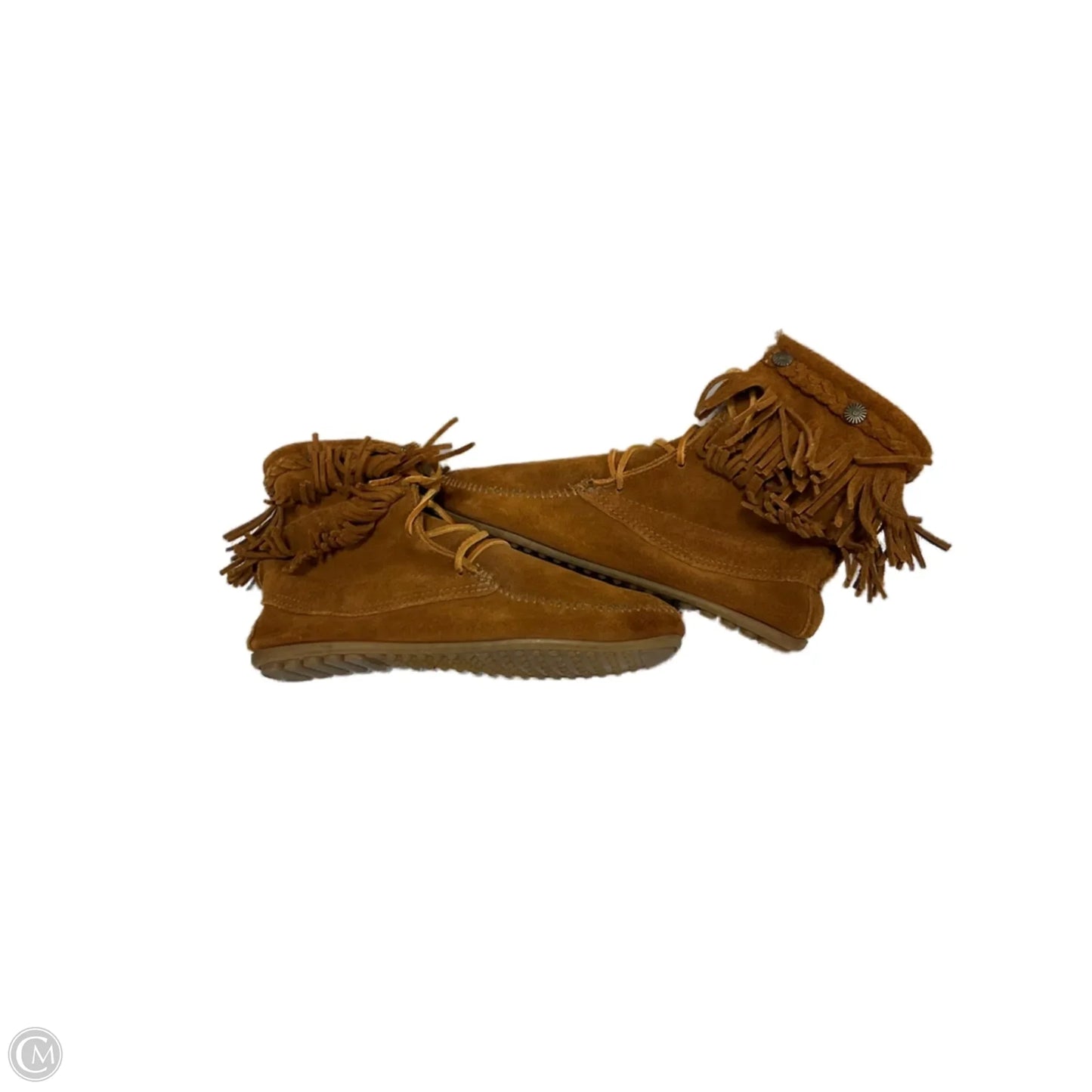 Boots Ankle Flats By Minnetonka In Brown, Size: 10
