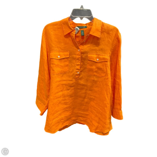 Blouse Long Sleeve By Lauren By Ralph Lauren In Orange, Size: Xl