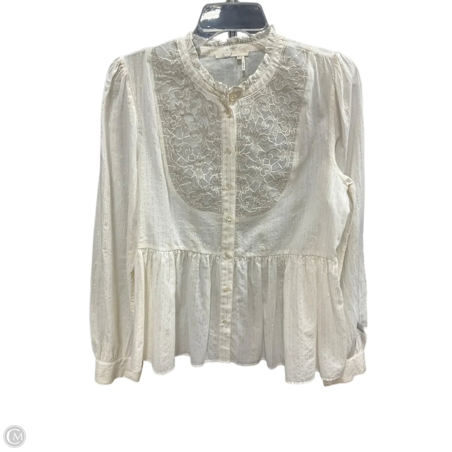 Top Long Sleeve By Floreat In Cream, Size: 14