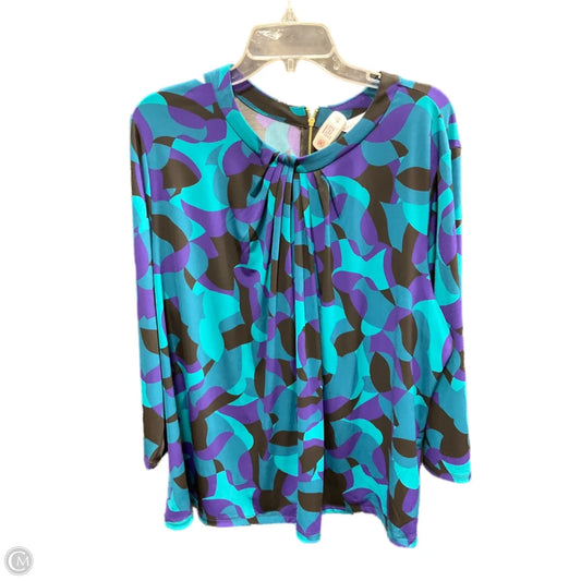 Top Long Sleeve By Liz Claiborne In Blue & Purple, Size: 2x