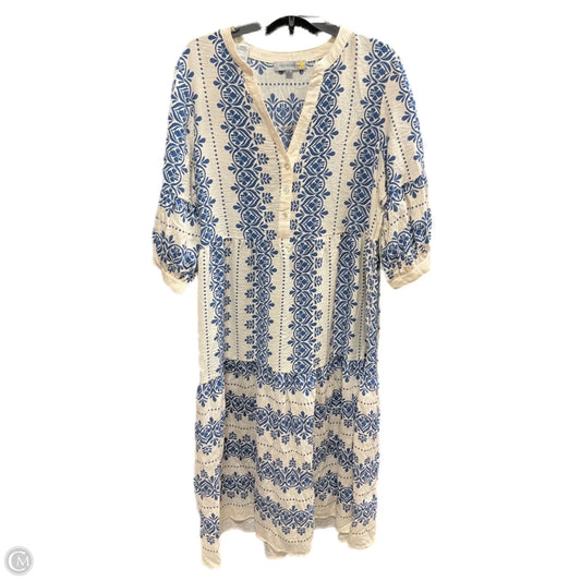 Dress Casual Midi By Figuero & Flower In Blue & Cream, Size: Xl