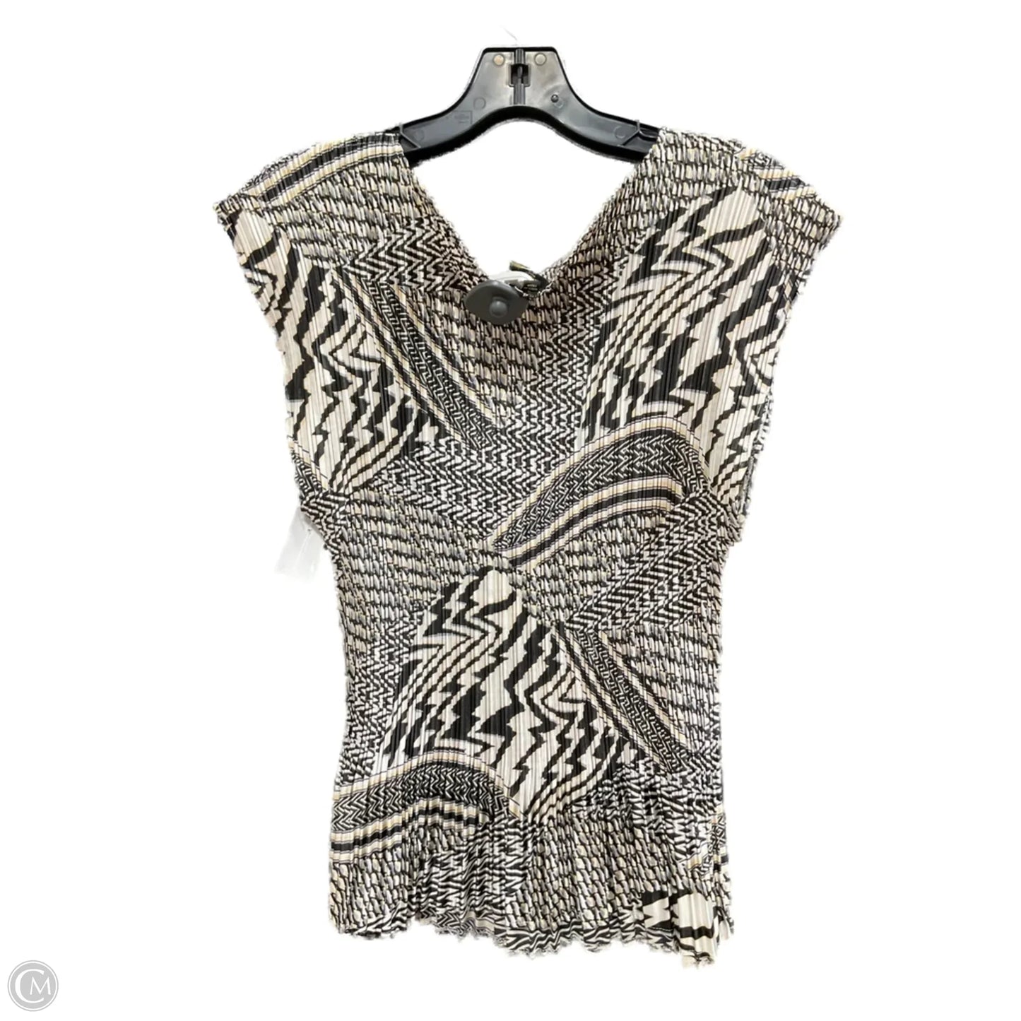 Top Short Sleeve By Milano In Black & Cream, Size: 1x