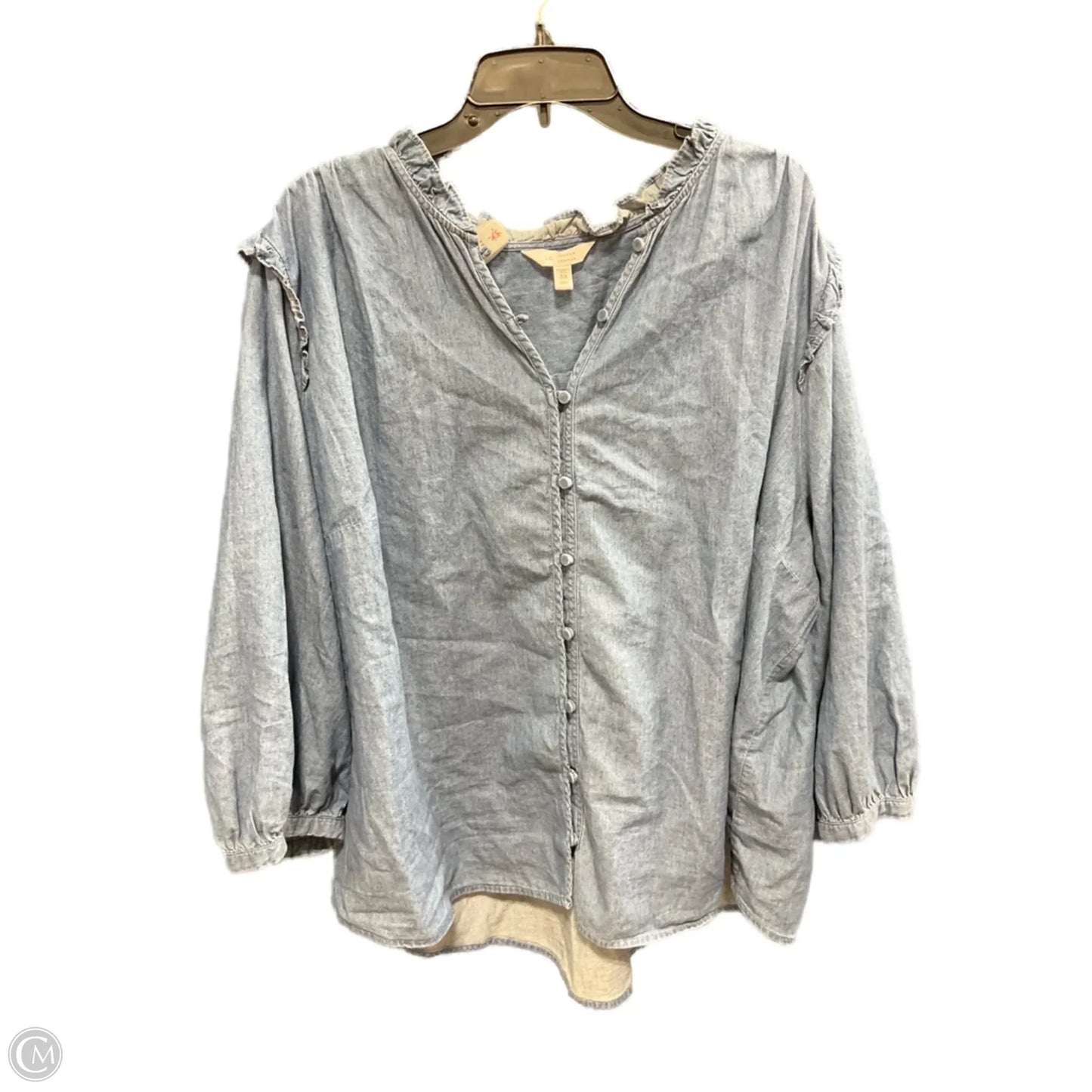 Top 3/4 Sleeve By Lc Lauren Conrad In Blue, Size: 3x