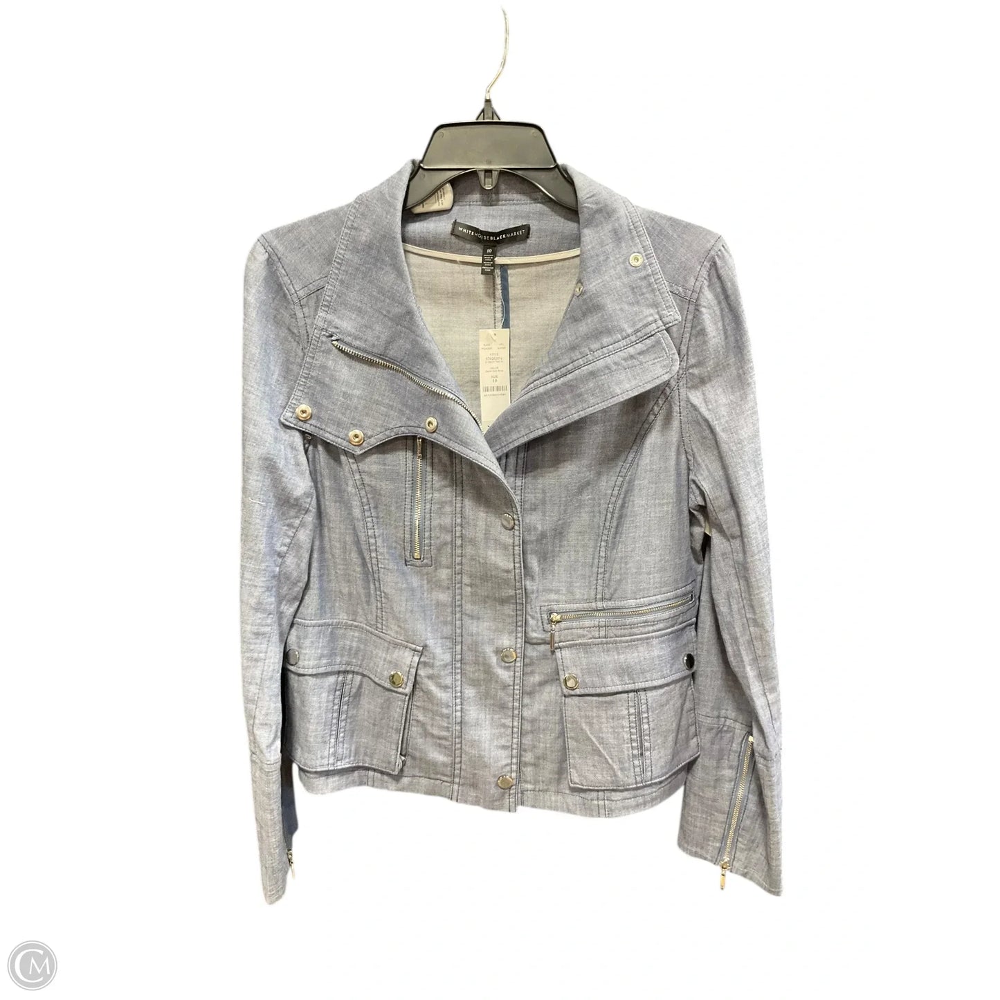 Jacket Moto By White House Black Market In Blue, Size: 10