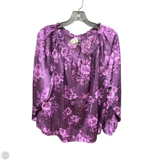 Top Long Sleeve By Talbots In Floral Print, Size: Xl