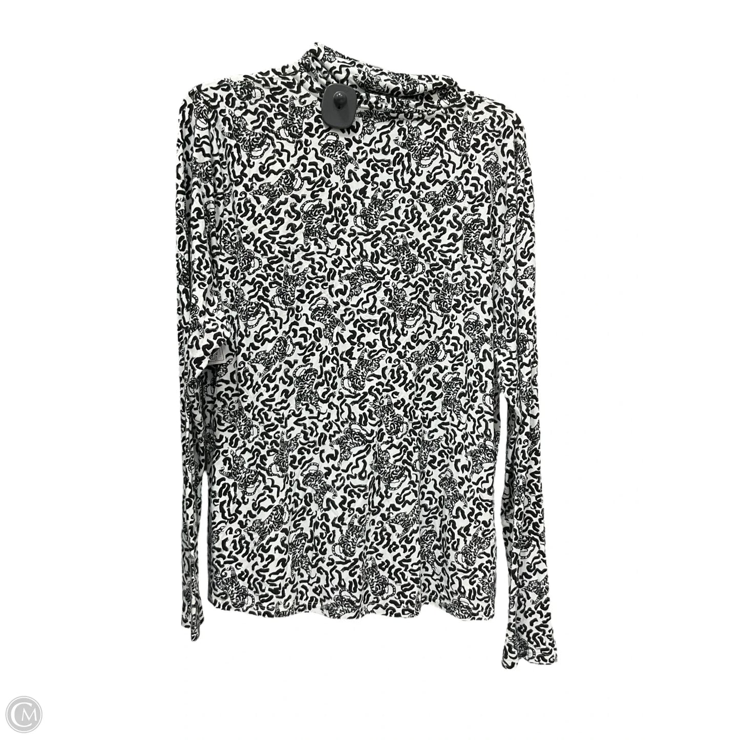 Top Long Sleeve By Tahari In Black & White, Size: Xl
