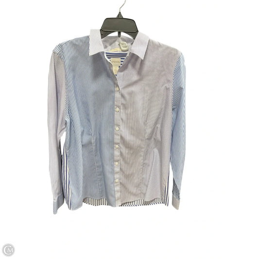 Blouse Long Sleeve By Chicos In Striped Pattern, Size: L