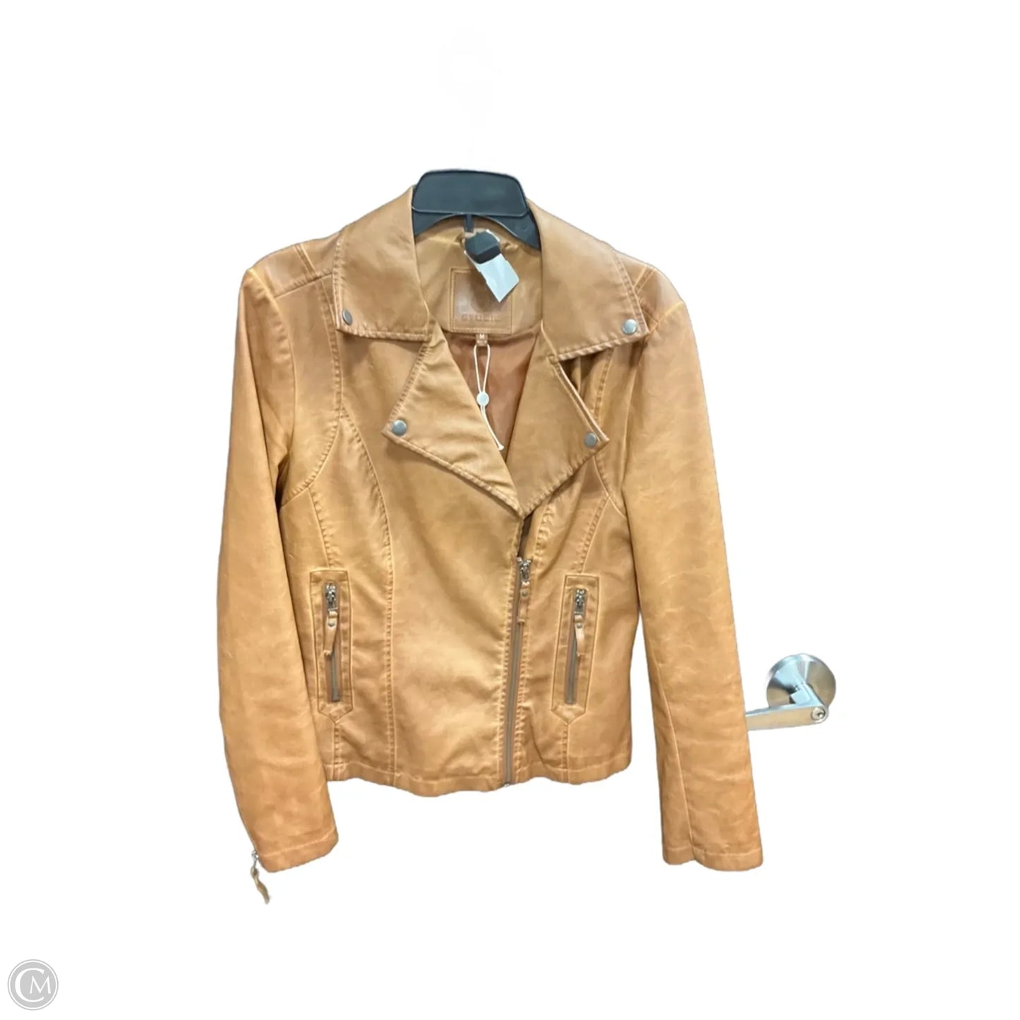 Jacket Moto By Max Studio In Tan, Size: M