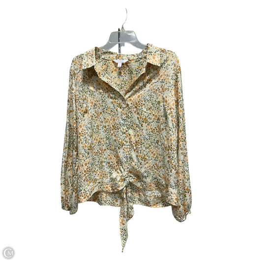 Blouse Long Sleeve By Clothes Mentor In Floral Print, Size: L