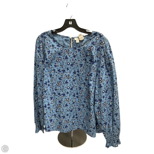 Top Long Sleeve By J. Crew In Blue & White, Size: Xl