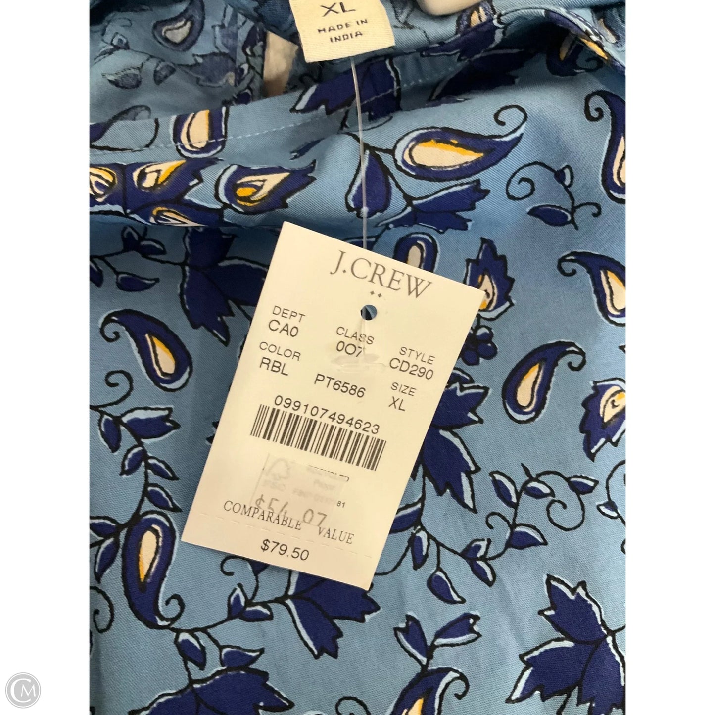 Top Long Sleeve By J. Crew In Blue & White, Size: Xl