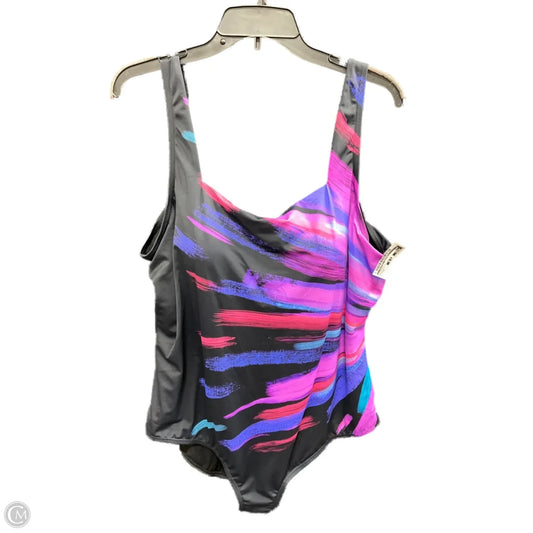 Swimsuit By Clothes Mentor In Black & Purple, Size: 26