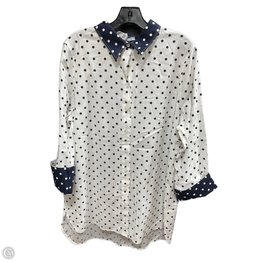 Blouse Long Sleeve By Chicos In Blue & White, Size: Xl