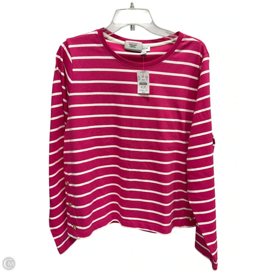 Top Long Sleeve By J. Crew In Pink & White, Size: Xl
