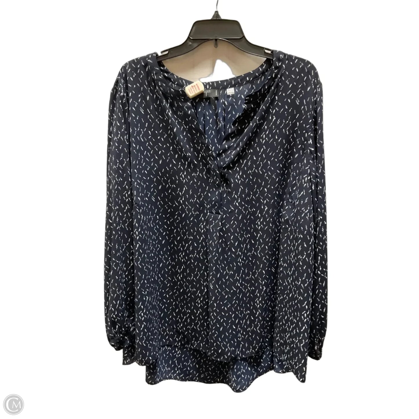 Blouse Long Sleeve By Tahari In Navy, Size: 3x
