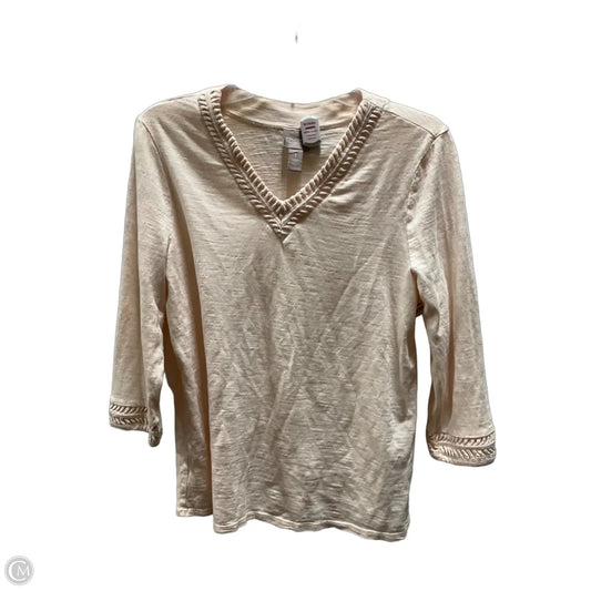 Top 3/4 Sleeve By Chicos In Pink, Size: M