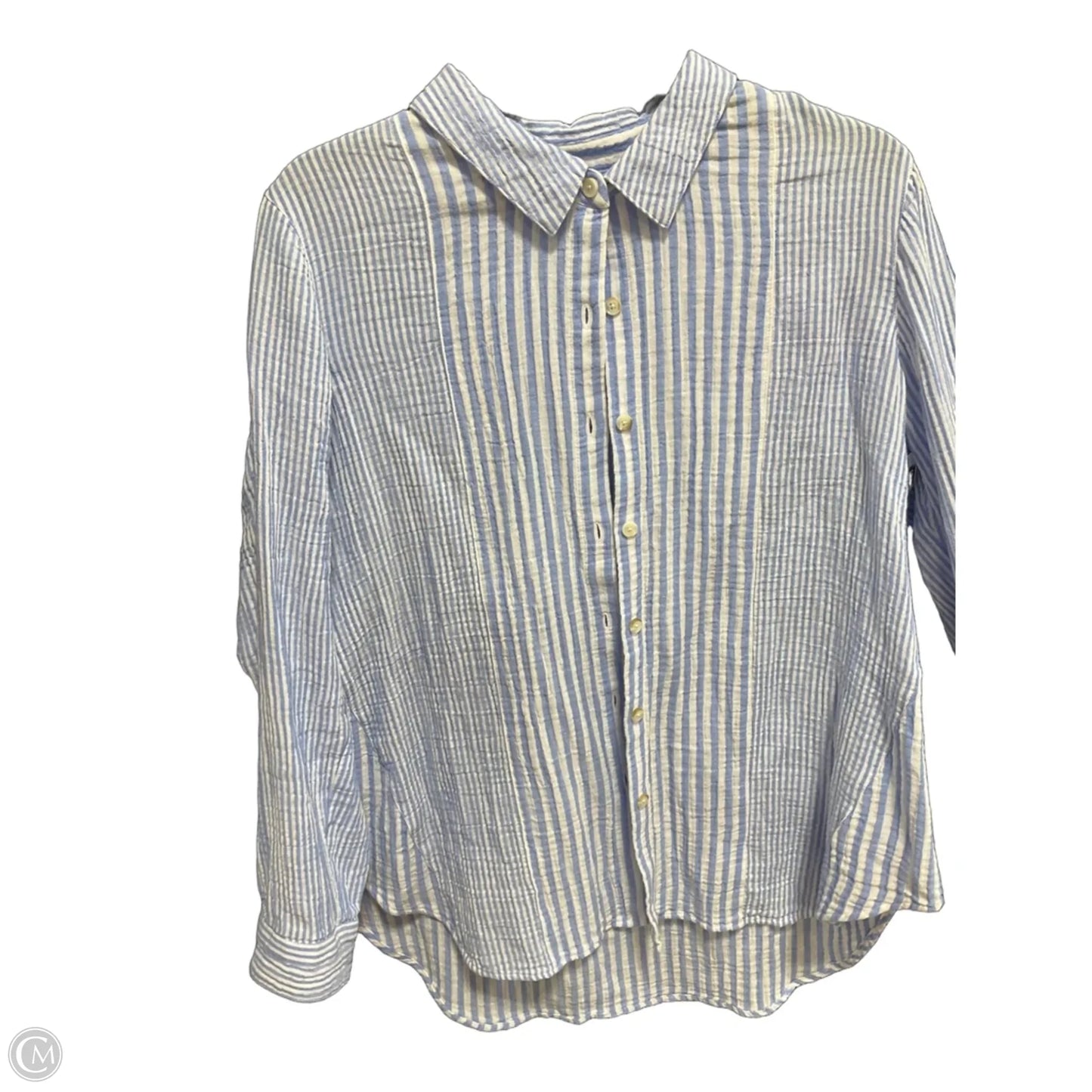 Blouse Long Sleeve By J. Jill In Blue & White, Size: M