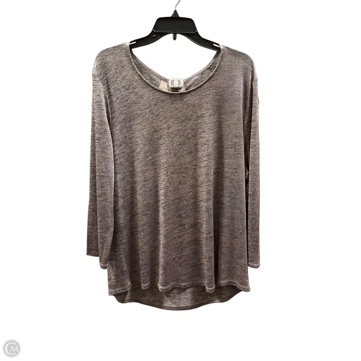 Top 3/4 Sleeve By Chicos In Grey & Purple, Size: Xl