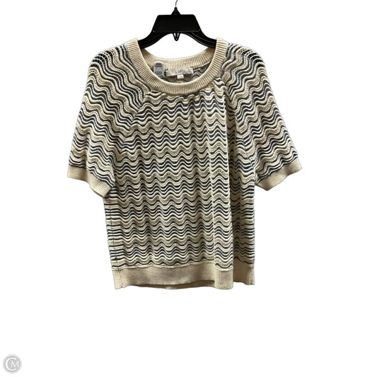 Top Short Sleeve By Loft In Blue & Cream, Size: L