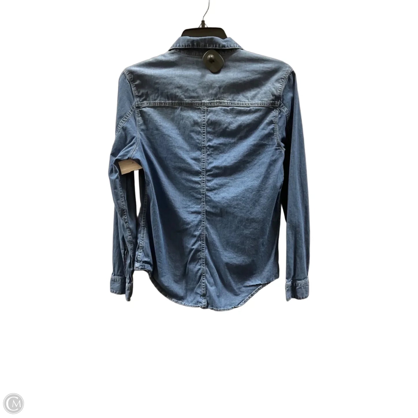 Blouse Long Sleeve By Calvin Klein In Blue Denim, Size: M