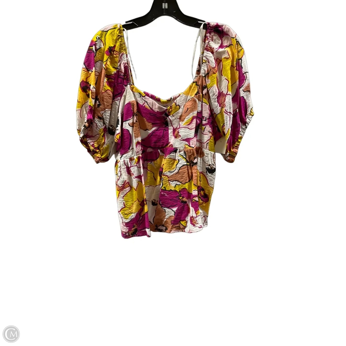 Top Short Sleeve By Nine West In Floral Print, Size: Xxl