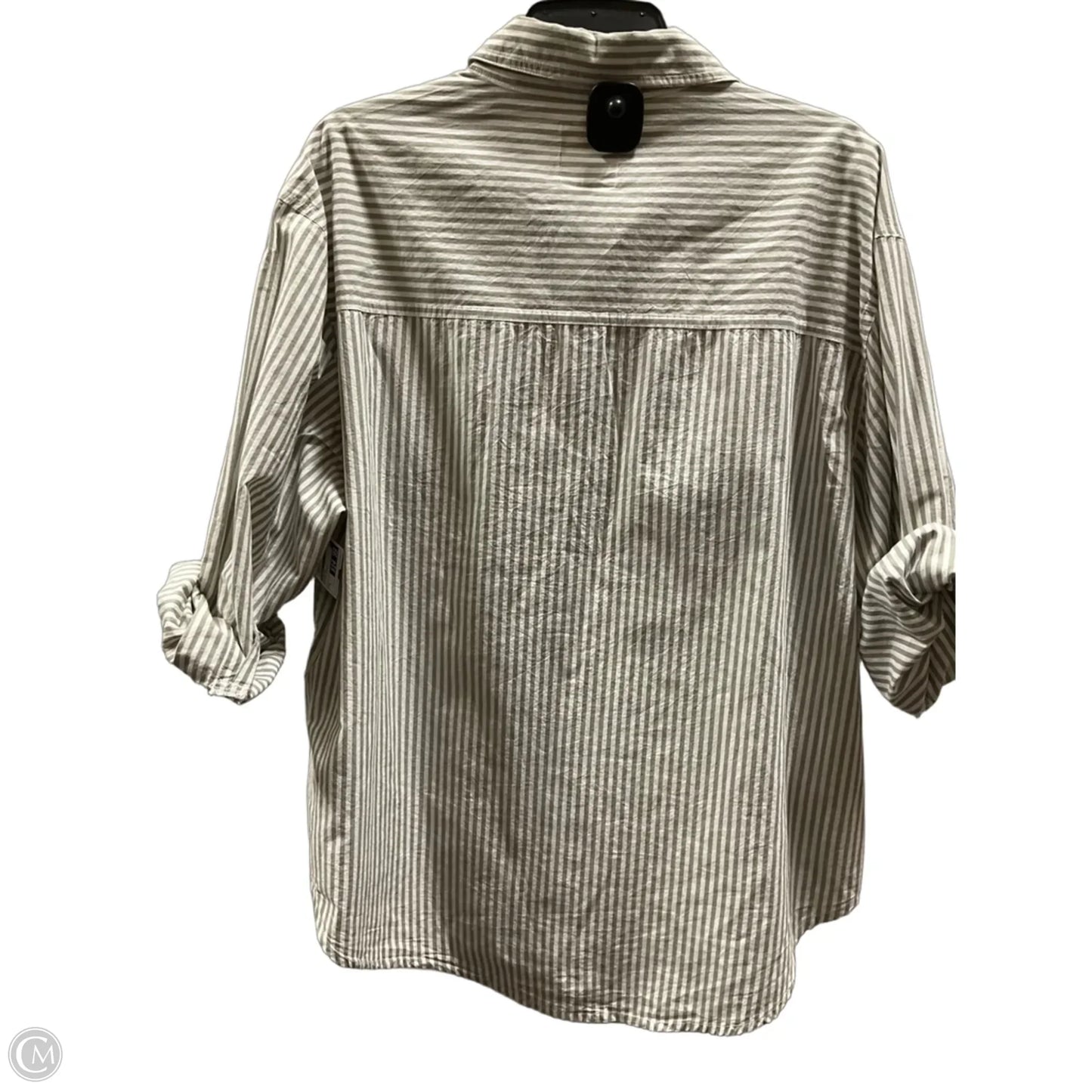 Blouse Short Sleeve By C And C In Striped Pattern, Size: L